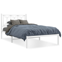 Classic Metal Bed Frame with Headboard - White, 39.4&quot;x78.7&quot; - £104.69 GBP