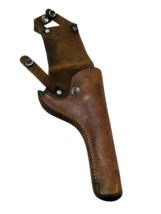Vintage Brauer Bros Genuine Brown Leather Revolver Holster Engraved Buttons - $59.80