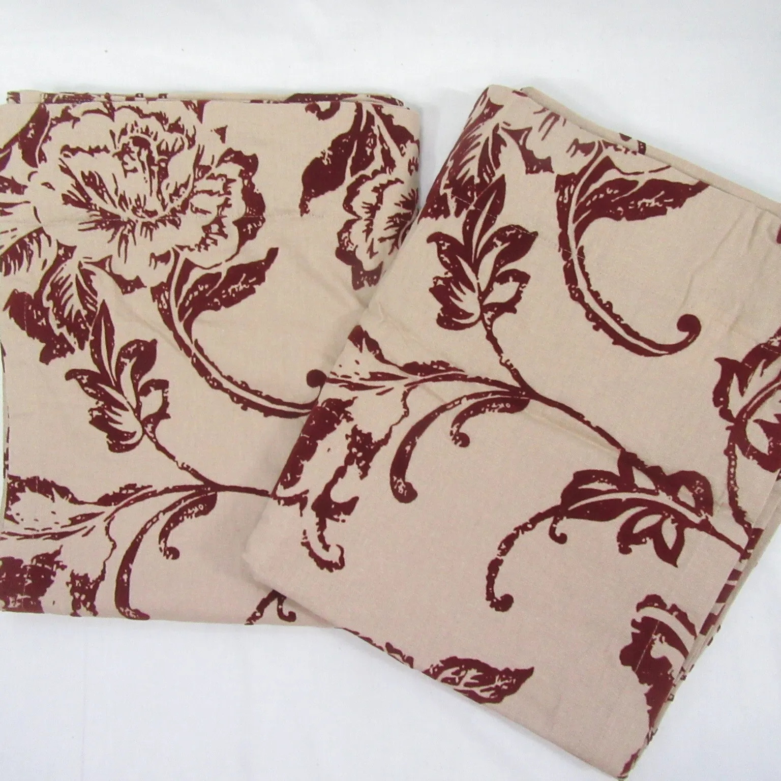 Lichtenberg Floral Matte Velvet Merlot Natural 2-PC 100 x 84 Drapery Panel Set - £43.16 GBP