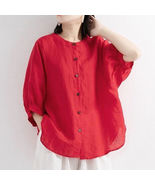 Blouse Casual Shirts Tops Female Red - £12.43 GBP