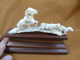 (Ram-10) 3 Rams ram Mountain goat of shed ANTLER figurine Bali detailed carving - £51.11 GBP