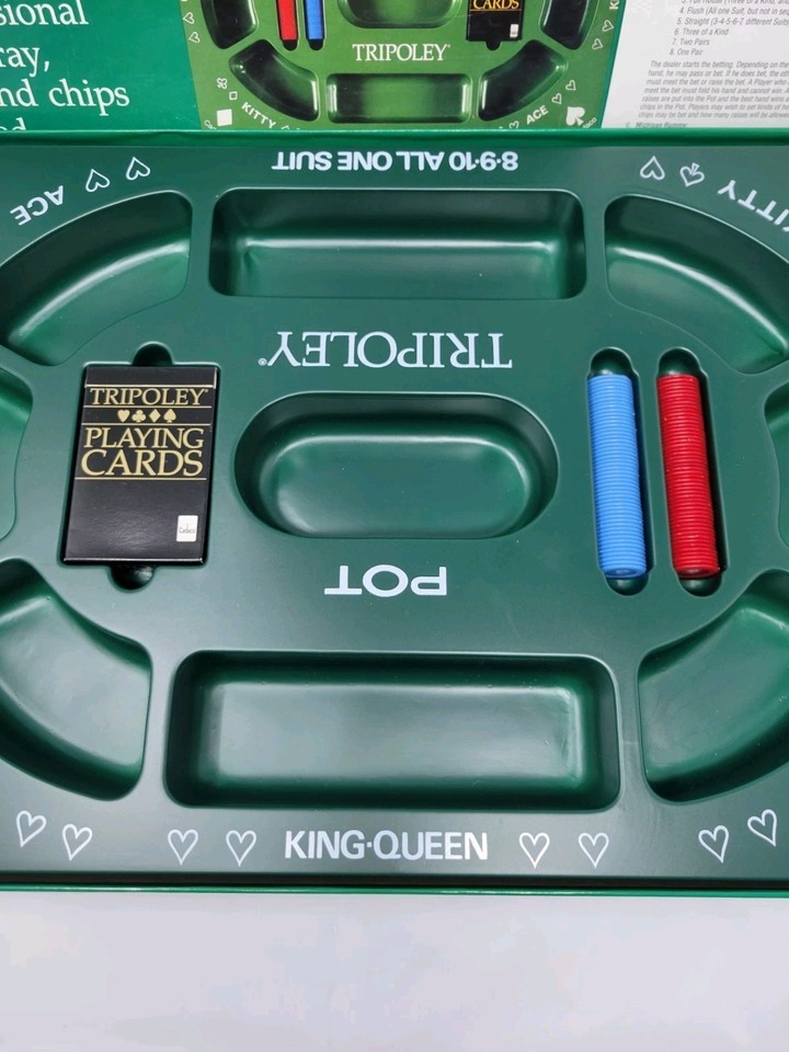 VINTAGE Tripoley Players Edition 3D Tray COMPLETE Cadaco 1989 Cards Chips Item image 3