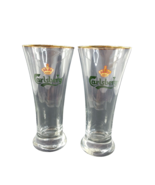 Carlsberg Beer Glass Pilsner Gold Rim Durobar Belgium 8inch Set of 2 - £9.40 GBP