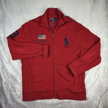 Vintage Polo Ralph Lauren Jacket Mens XL Red Knit Big Pony Full Zip Embr... - $74.24