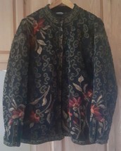 VTG Icelandic Design Cardigan Womens L Wool Frog Button Lined Nordic Jac... - $793.23 MXN