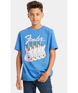 Kids&#39; Size L(12/14) Fender Rainbow Guitar Short Seeve Graphic T-Shirt  Blue - $14.99