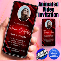 Any Age Invite, Red Wave Digital Invitation, Video Invite, Animated Invi... - £4.68 GBP