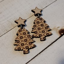 Handmade Christmas Tree Reindeer Pattern Dangle Earrings - $182.25 MXN