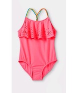 Girls' Large (10/12 ) Flounce Pink One Piece Swimsuit - Cat & Jack - $12.99