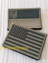 Lot of 2-Ukraine Patch - Chevron ZSU - military Flag Ukraine+Flag USA trend 2022 - £16.35 GBP