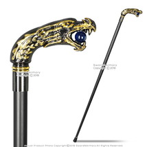 37&quot; Gemstone Gold Dragon Gentleman&#39;s Walking Stick w/ Metal Cane and Rubber Tip - £18.29 GBP