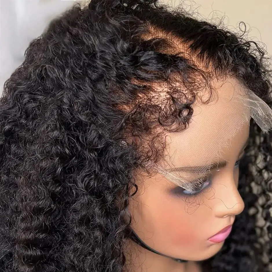 4C Kinky Edges Baby Hair Lace Wigs 180% 13x4 HD Lace Frontal Wig Remy Kinky - £87.55 GBP+