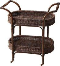 Serving Cart Kitchen Contemporary Oval Designer&#39;s Edge Distressed Brown Tan - £763.81 GBP