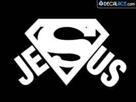 Super Jesus Christian Vinyl Decal Car Window Wall Sticker Choose Size Color - £2.39 GBP+