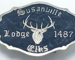 Vtg Silver Tone &amp; Enamel Susanville California CA Elks Lodge Belt Buckle... - $28.66