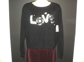 NEW Lavoro Sweater Black, Size Medium, Beaded &quot;Love&quot; Crew Neck, Long Sle... - £15.82 GBP