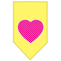 Pink Swiss Dot Heart Screen Print Bandana Yellow Size Large - £9.11 GBP