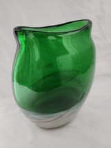 Green Glass Vase SASAKI Geometric Green/White Art Glass Vase Contemporary - £26.12 GBP