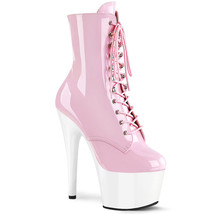 PLEASER ADO1020/BP/W Sexy 7&quot; Heel  White Platform Pink Womens Ankle Boots - $59.95
