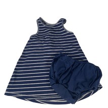 Cat &amp; Jack Girls Size 12M Blue Striped Tank Dress w/ Diaper Cover - $7.91