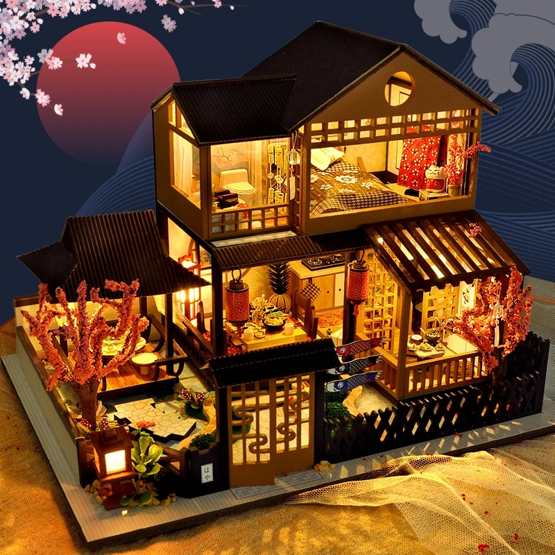 Cutebee DIY DollHouse Japanese Style Villa Kit Wooden Miniature Doll Houses for - £20.05 GBP+