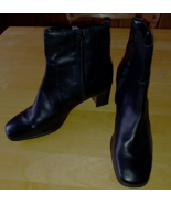 CROFT &amp; BARROWS &quot;ALYNA&quot; LADIES BLACK LEATHER ZIP BOOTS-11M-BARELY WORN-NICE - $25.56 CAD