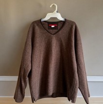 Vintage RYAN ROBERTS Mens Size S Small Brown Wool Pullover V-neck Sweater Jumper - £77.52 GBP