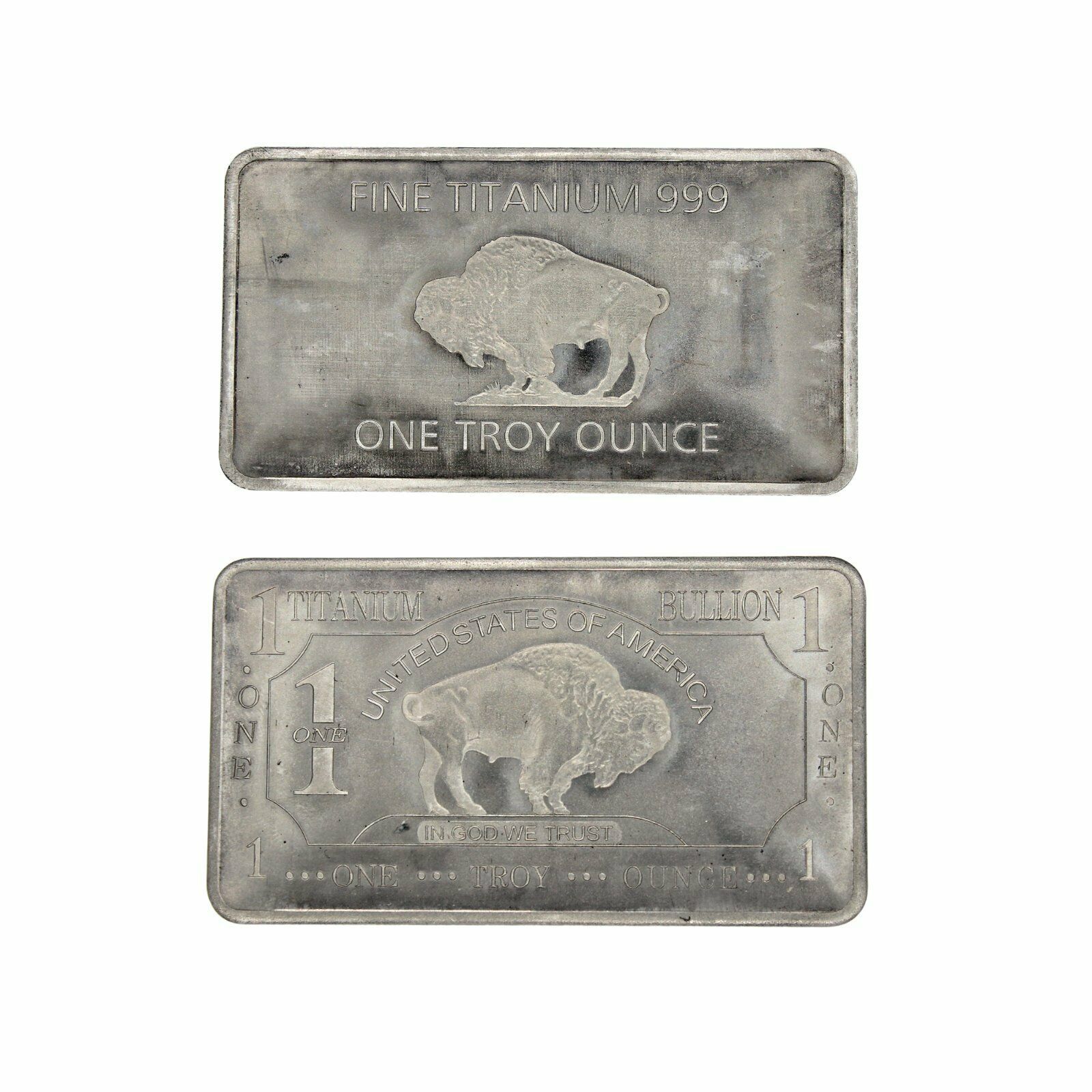 Lot of TEN 1 TROY OUNCE/OZ .999 Pure TITANIUM Metal Buffalo Bars/INGOTS/Bullion