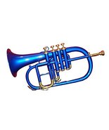 India Bb low pitch brass musical instrument FLUGEL HORN 4V blue - $193.00
