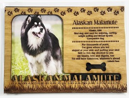 ALASKAN MALAMUTE Dog Profile Laser Engraved Wood Picture Frame Magnet - $9.90
