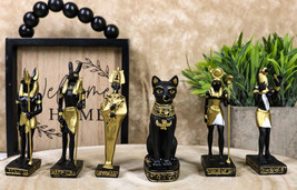 Egyptian Gods Anubis Osiris Seth Horus Bastet Thoth Miniature Statues Set Of 6 - £33.81 GBP