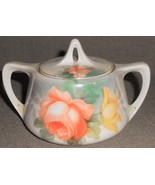 Antique RS Germany FLORAL MOTIF Lustre SUGAR BOWL w/LID - $24.74