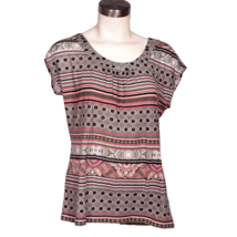 Liz Claiborne Stripe Pleated Neck Line Top Size Small - $18.17 CAD