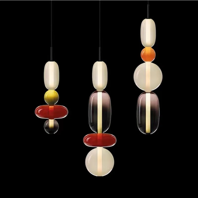 Nordic Colored Glass LED Pendant Lights for Restaurant Coffee Table Bedroom - $164.39+