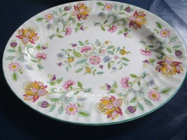 Haddon Hall Minton England large oval tray 13.50&quot; x 10.50&quot; floral - $74.25