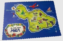 The Valley Island MAUI Hawaii Map Lahaina Wailea 4x6 Chrome Vintage PC Postcard - £1.56 GBP