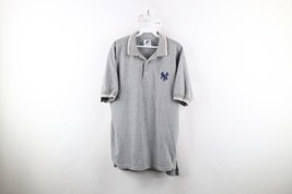 Vintage 90s Mens Medium Pinstriped New York Yankees Baseball Collared Polo Shirt - £35.44 GBP