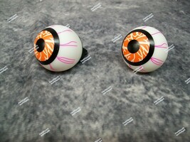 Pair of Eyeballs Halloween Prop Orange Bloodshot Eyes Pumpkin Mask Craft... - $7.95