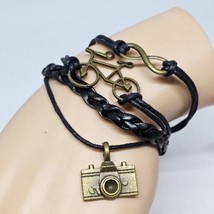 Black Multilayer Traveler Bracelet Bicycle Camera Infinity Nomad Cord Br... - $5.99