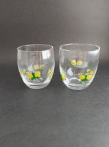 Pair Applied Butterflies Hand Blown Glass Tumbler Glasses Votive Cottage Country - £11.81 GBP