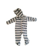 Carter&#39;s gray striped 6 month fleece hooded zip up one piece  - $8.00