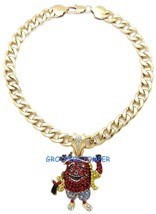 Kool Crystal Rhinestone Aid Man Necklace with 50.8cm Cuban Chain - £27.74 GBP