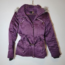 Ana Womens Jacket Small Purple Hooded Stylish and Functional Belted - £12.88 GBP