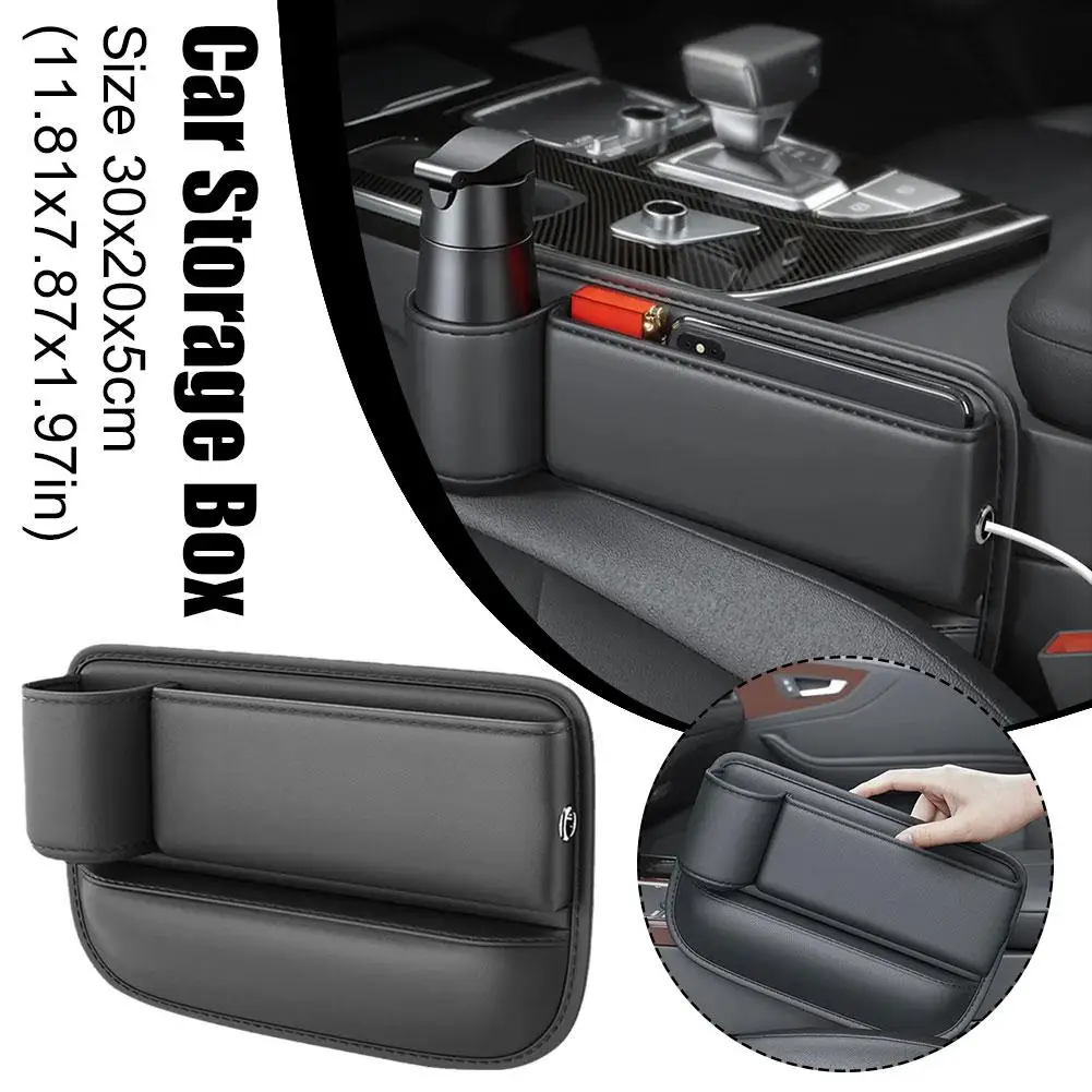  leather car seat bag case storage bag for auto console side seat plug filler organizer thumb200
