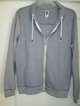 Howe Nº65 Drawstring Collar Stripe Full Zipper Closure Men’s Jacket Gray L UPC23 - £27.47 GBP