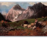 Christian Friedrich Mali Painting Shepherd Sheep Alpine Scene DB Postcar... - $5.89