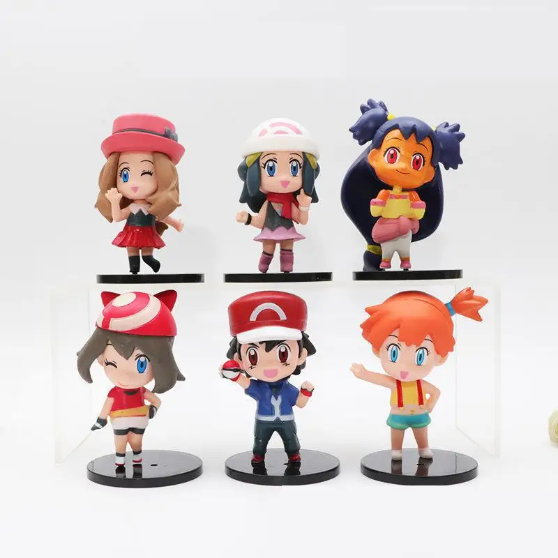 6 Pcs/Lot Pokemon Trainer Figure Ash Ketchum Misty Serena Dawn 9-10cm - £23.90 GBP