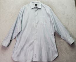 Jos. A. Bank Dress Shirt Men Tall 17 Multi Striped Tailored Fit Logo Button Down - £20.24 GBP