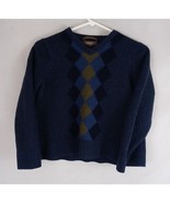 Merona Boy&#39;s Blue &amp; Green Argyle Pullover 100% Merino Wool Sweater Size ... - $24.74