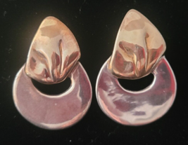 Vintage Varsano Sterling Silver Electroform Two-Tone Modernest Clip-On Earrings - £111.51 GBP